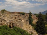 looking back at ruins of Pompeii
