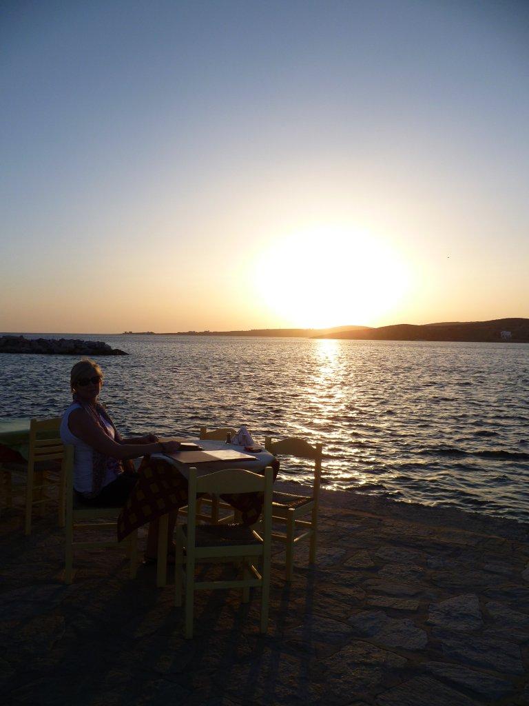 Enjoying the sunset, Parikia