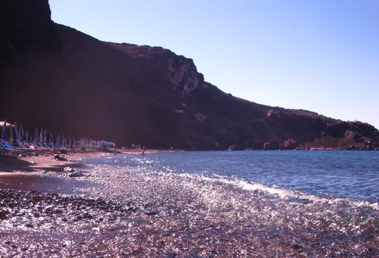 Loungers on Red Beach, Santorini