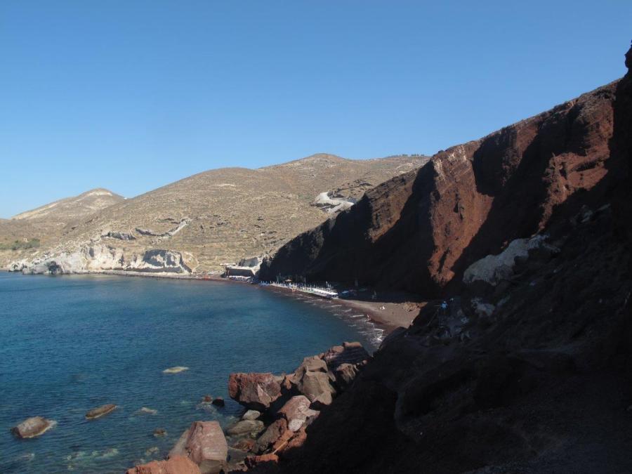 Incredible red cliffs at the Red Beach Santorini
