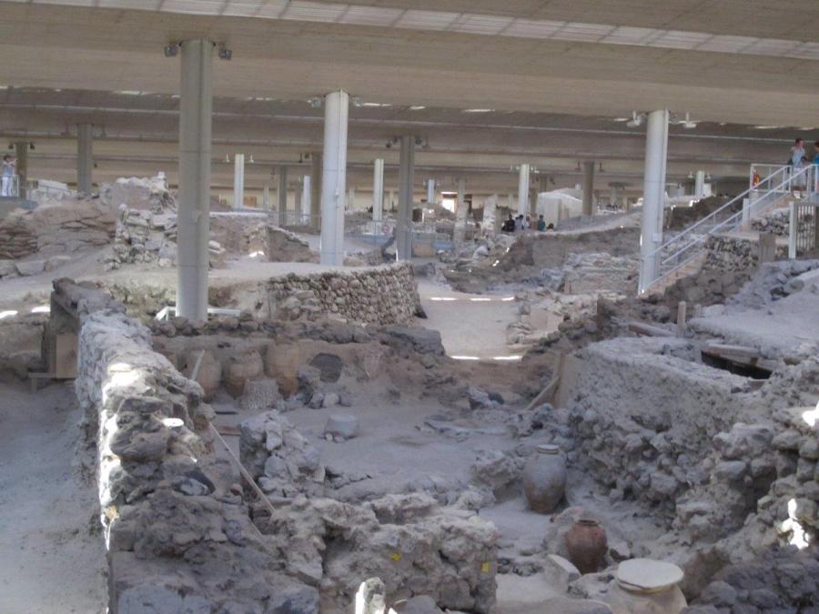 Urns and vessels at Akrotiri on Santorinii