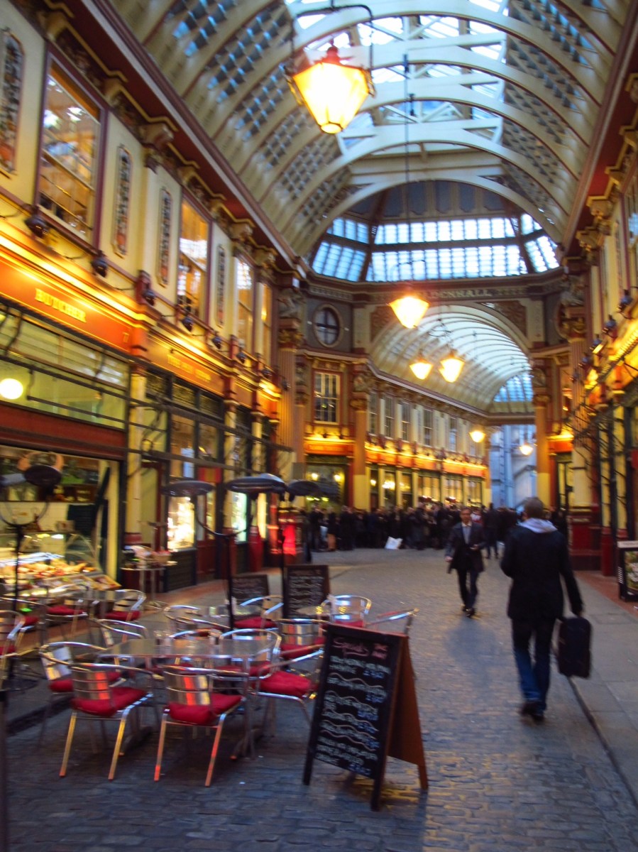 Friday night crowds outside the pub in Leadenhall Markets, London