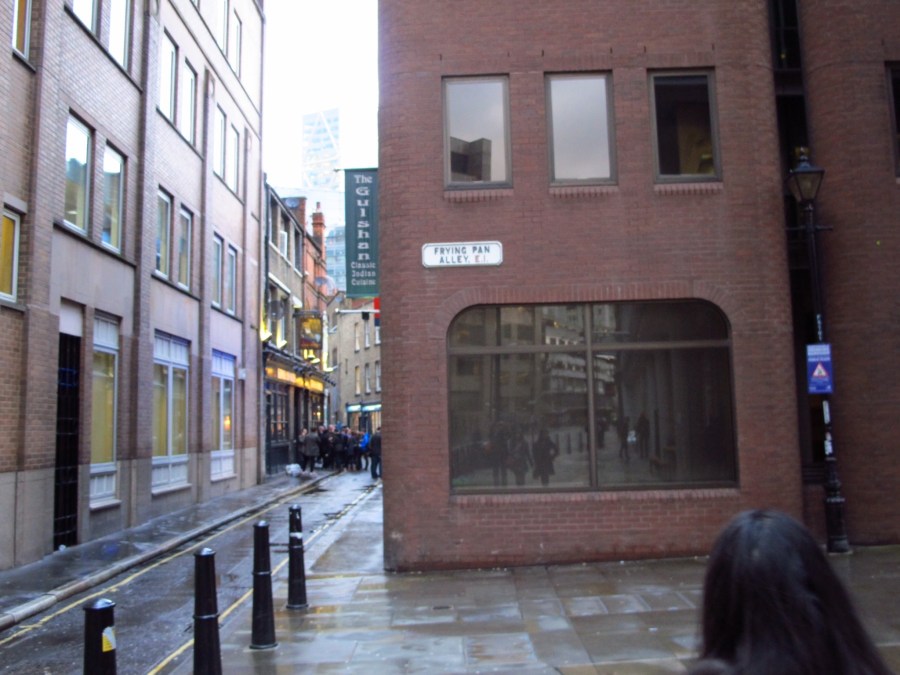 Frying Pan Lane (taking pic while walking = out of focus, sorry)