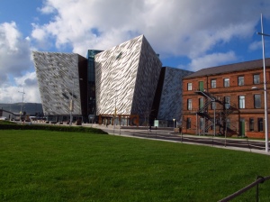 Titanic centre Belfast and original Harland &Wolff building