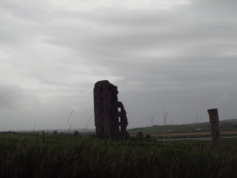 drive by shooting of a ruin between the Cliffs of Moher and Galway