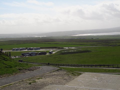 Just a few buses this early in the day at Cliffs of Moher