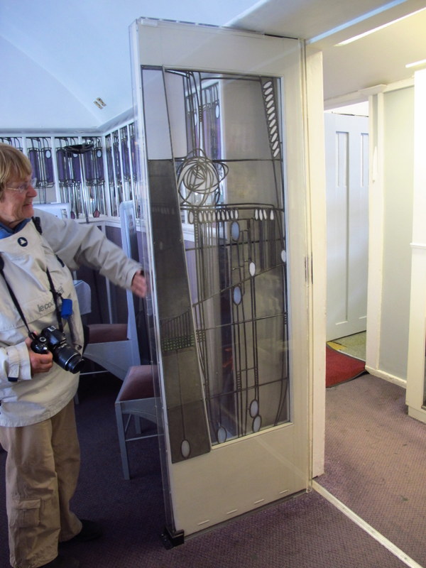 My afternoon tea companion checking out the leadlighting at Willow Tea Rooms, Glasgow