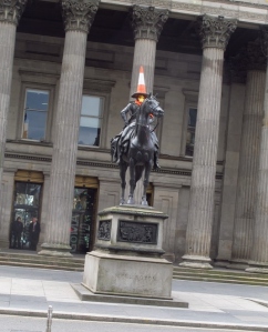 Duke of Wellington wearing his cone hat in Glasgow