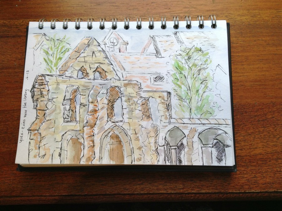Sketch of ruins in Botanical Gardens, York