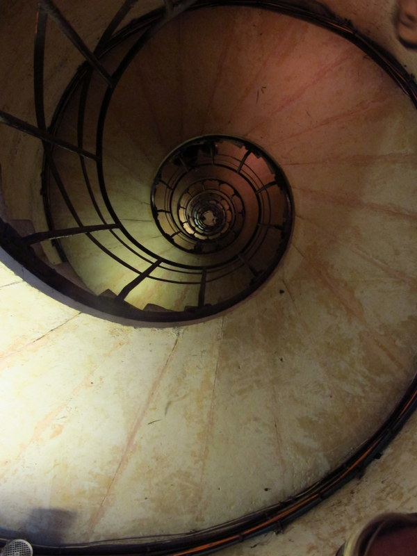 Looing back up the stairs inside the Arc de Triomphe