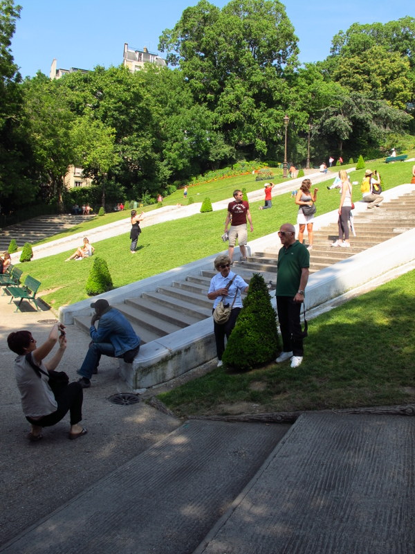 Recording their Sacré Cœur moment! - he was not happy about posing!