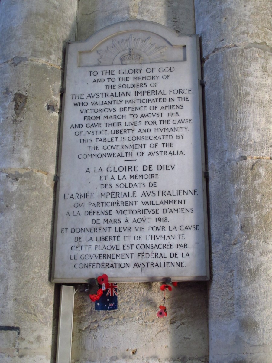 Plaque in Amiens Cathedral, France