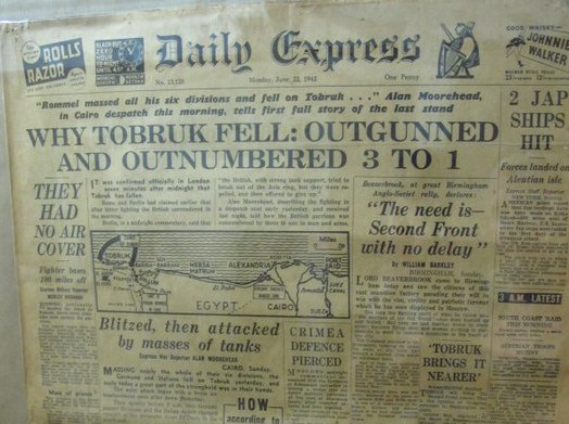Newspaper clipping about Torbruk in Musee Memoire 1939-1945, Calais, France