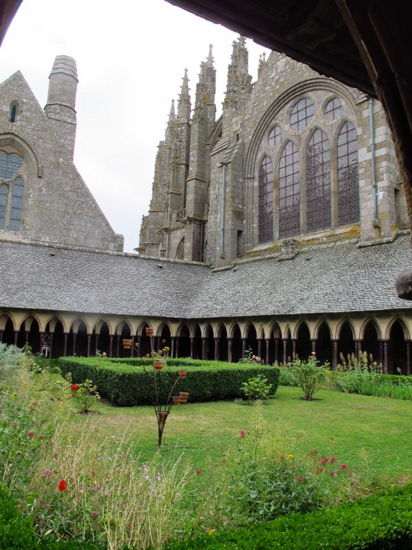Looking out from the cloisters, Mont St Michel