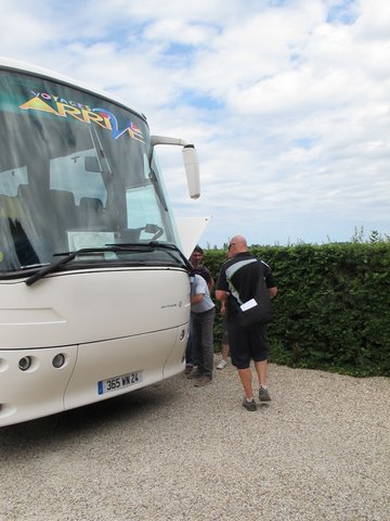 Fixing the bus on our winery tour from Bordeaux