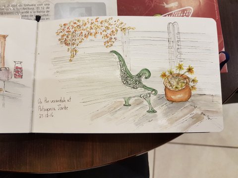 Sketch at hosteria in Ushuaia