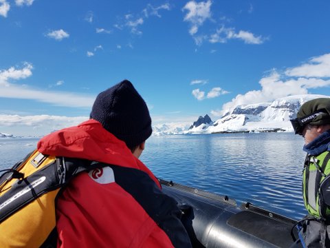 Back in the zodiac after kayaking
