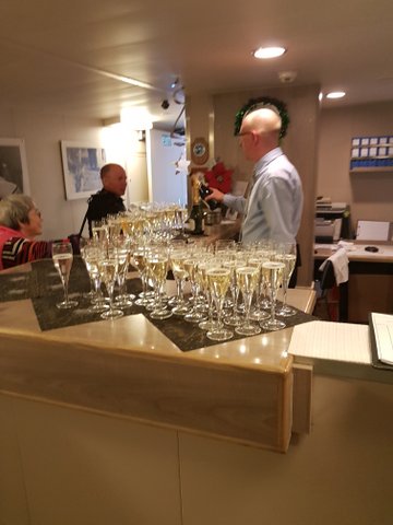 Johnny pouring champagne for the midnight toast