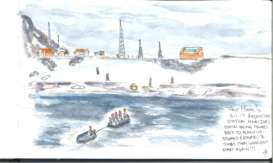 Towing zodiac sketch