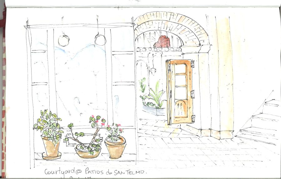 Courtyard at Patios de San Telmo sketch