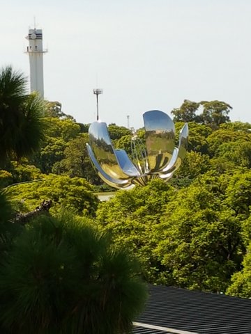 Floralis Generica, the huge flower that opens and shuts daily from the rooftop of Museo Nacional de Bellas Artes, BA